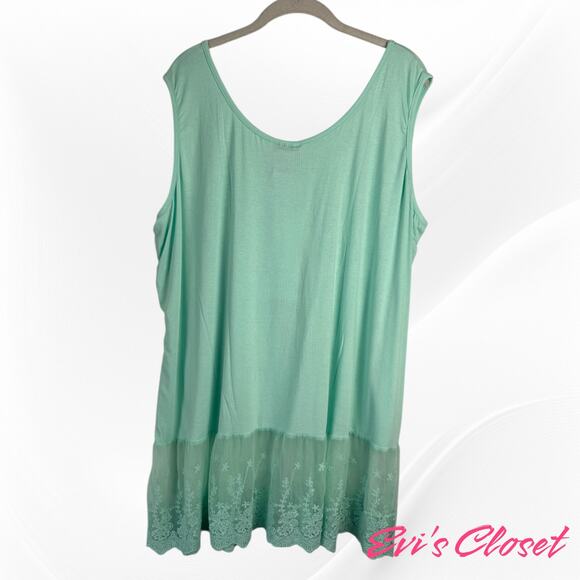Simply Divine New York Sleeves Tunic Bottom Lace Turquoise Sz 2X  NWT - Picture 2 of 6
